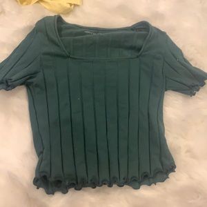 Green square neck top